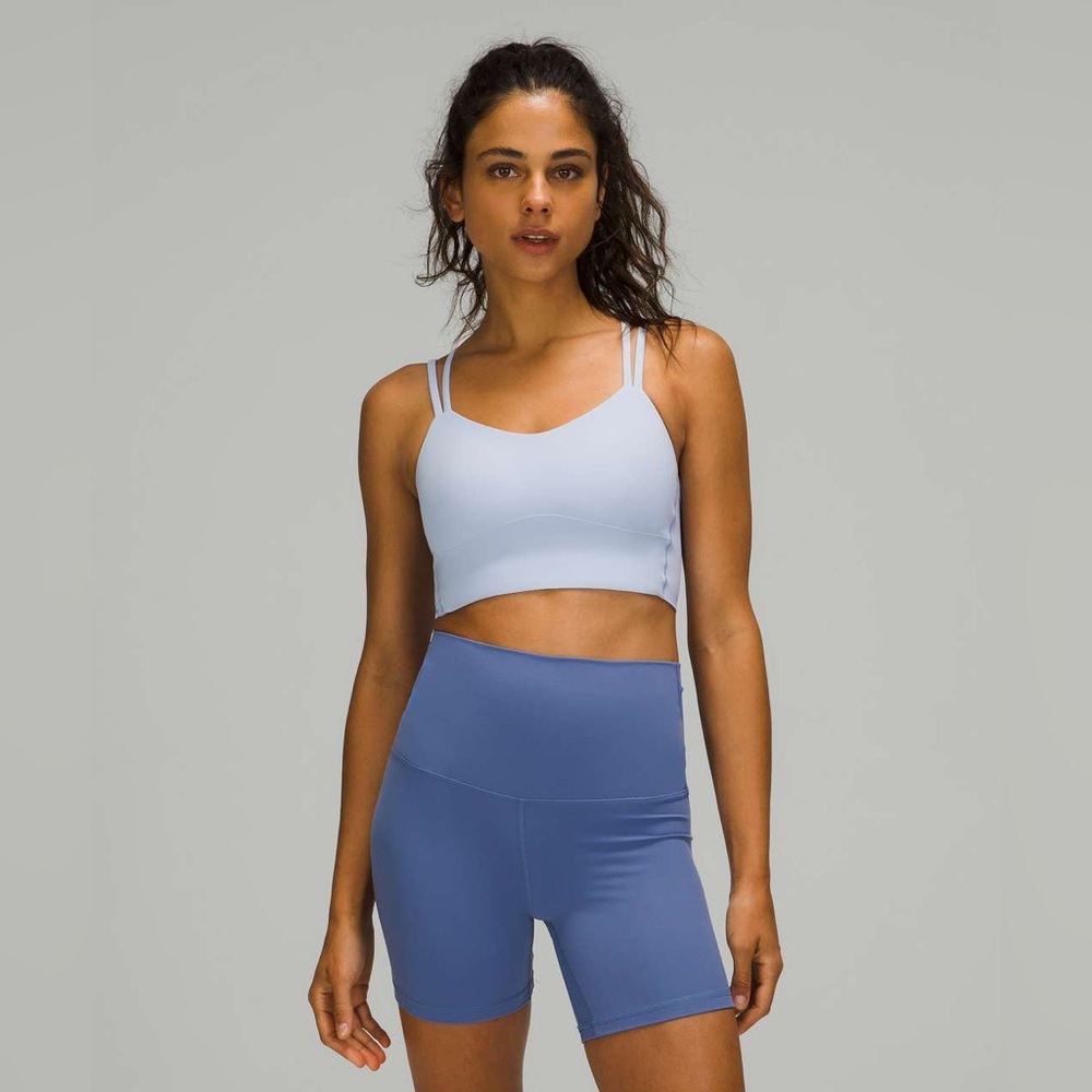 Lululemon Like a Cloud Bra Long Line *Light Support, B/C Cup Blue Linen Sz 2